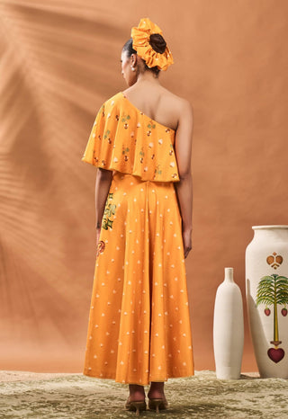 Yellow Spade Blossom Fusion Top And Skirt by House Of Masaba available on Indiaspopup.com