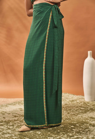 Green Clover Checks Fusion Top And Veshti by House Of Masaba available on Indiaspopup.com