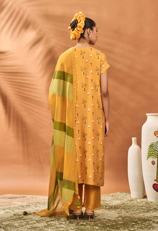 Yellow Spades Blossom Kurta Set by House Of Masaba available on Indiaspopup.com
