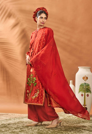 Rust Striped All Fours Kurta And Sharara Set by House Of Masaba available on Indiaspopup.com