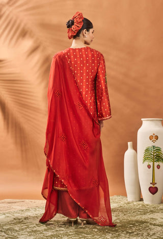 Rust Striped All Fours Kurta And Sharara Set by House Of Masaba available on Indiaspopup.com