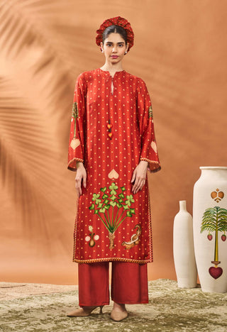 Rust Striped All Fours Kurta And Sharara Set by House Of Masaba available on Indiaspopup.com