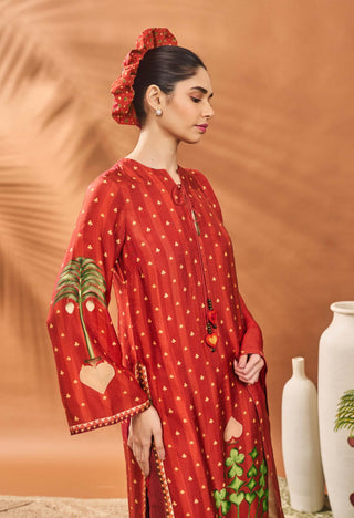 Rust Striped All Fours Kurta And Sharara Set by House Of Masaba available on Indiaspopup.com