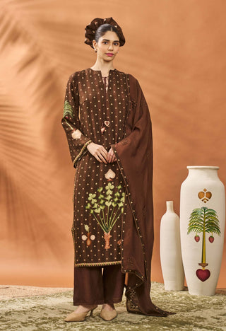 Brown Striped All Fours Kurta And Sharara Set by House Of Masaba available on Indiaspopup.com