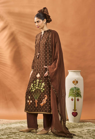 Brown Striped All Fours Kurta And Sharara Set by House Of Masaba available on Indiaspopup.com