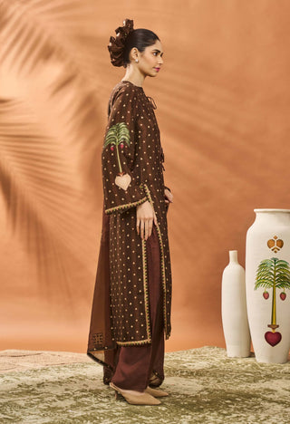 Brown Striped All Fours Kurta And Sharara Set by House Of Masaba available on Indiaspopup.com