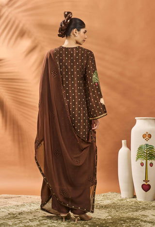 Brown Striped All Fours Kurta And Sharara Set by House Of Masaba available on Indiaspopup.com