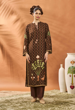 Brown Striped All Fours Kurta And Sharara Set by House Of Masaba available on Indiaspopup.com