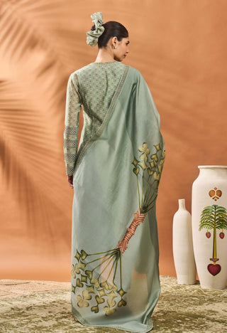 Sage Green Tree Of Hearts Angrakha Kurta And Sharara Set by House Of Masaba available on Indiaspopup.com