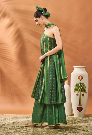 Green Petal Play Anarkali And Sharara Set by House Of Masaba available on Indiaspopup.com