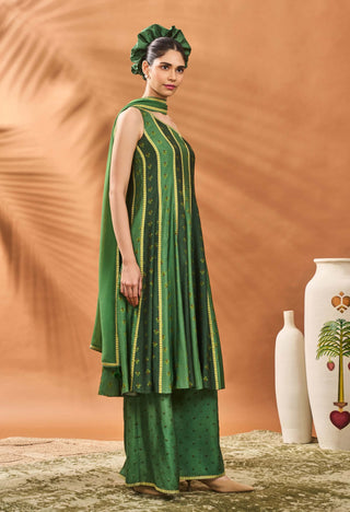 Green Petal Play Anarkali And Sharara Set by House Of Masaba available on Indiaspopup.com