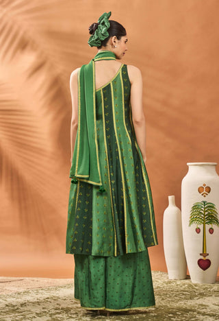 Green Petal Play Anarkali And Sharara Set by House Of Masaba available on Indiaspopup.com