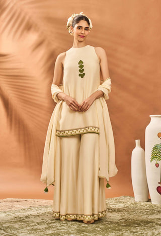 Cream Wildscape Kurta And Sharara Set by House Of Masaba available on Indiaspopup.com