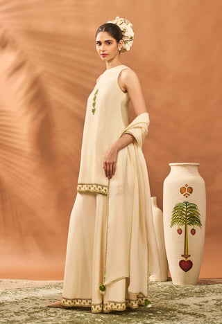 Cream Wildscape Kurta And Sharara Set by House Of Masaba available on Indiaspopup.com