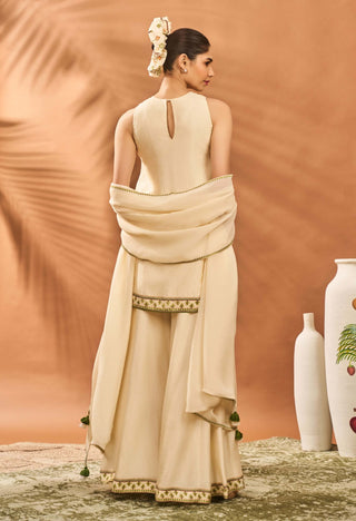 Cream Wildscape Kurta And Sharara Set by House Of Masaba available on Indiaspopup.com