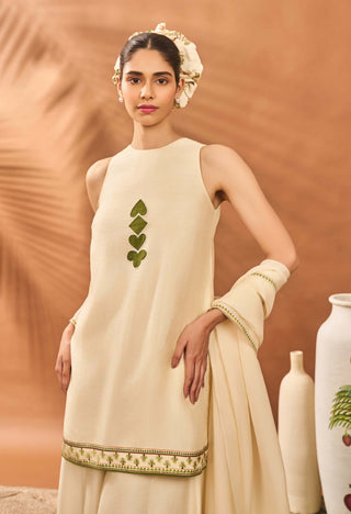 Cream Wildscape Kurta And Sharara Set by House Of Masaba available on Indiaspopup.com