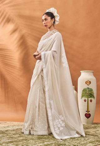 Ivory All Fours Sari And Blouse by House Of Masaba available on Indiaspopup.com