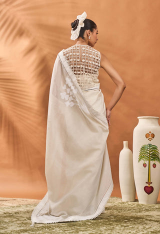 Ivory All Fours Sari And Blouse by House Of Masaba available on Indiaspopup.com