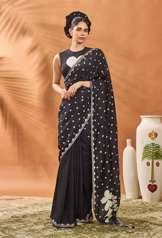Black All Fours Sari And Blouse by House Of Masaba available on Indiaspopup.com