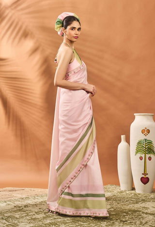 Pink Blooming Board Sari And Blouse by House Of Masaba available on Indiaspopup.com