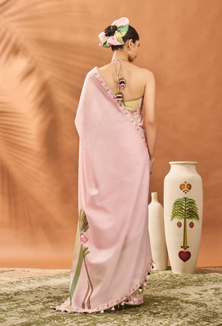 Pink Blooming Board Sari And Blouse by House Of Masaba available on Indiaspopup.com