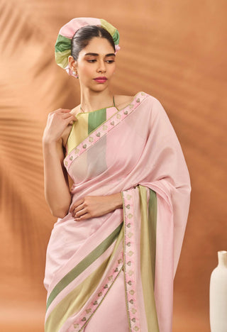Pink Blooming Board Sari And Blouse by House Of Masaba available on Indiaspopup.com