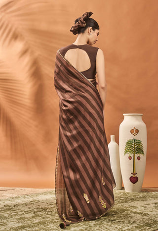 Mocha Mosaic Sari And Blouse by House Of Masaba available on Indiaspopup.com