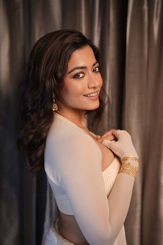 House Of Masaba Beige Palm Sari And Shrug Set available on indiaspopup