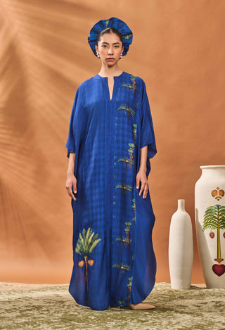 Navy Blooming Board Kaftan by House Of Masaba available on Indiaspopup.com