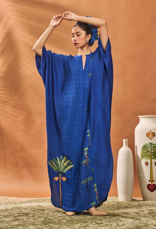 Navy Blooming Board Kaftan by House Of Masaba available on Indiaspopup.com