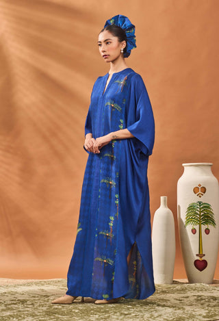Navy Blooming Board Kaftan by House Of Masaba available on Indiaspopup.com