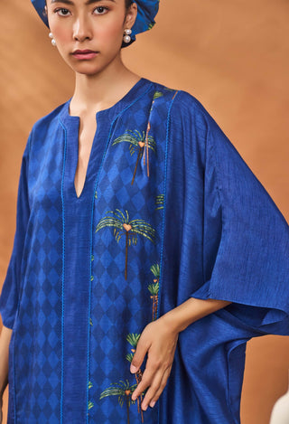 Navy Blooming Board Kaftan by House Of Masaba available on Indiaspopup.com