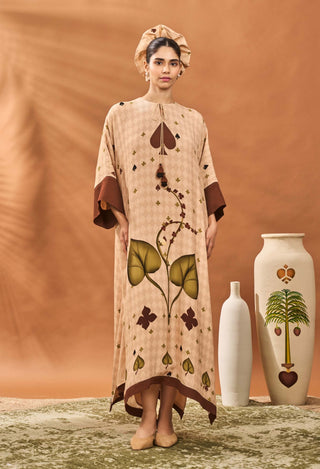 Beige Clover Checks Kaftan by House Of Masaba available on Indiaspopup.com