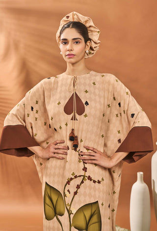 Beige Clover Checks Kaftan by House Of Masaba available on Indiaspopup.com
