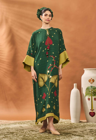 Green Clover Checks Kaftan by House Of Masaba available on Indiaspopup.com