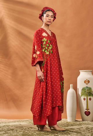 Rust Spade Blossom Kaftan And Pants by House Of Masaba available on Indiaspopup.com