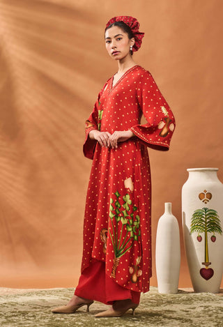 Rust Spade Blossom Kaftan And Pants by House Of Masaba available on Indiaspopup.com