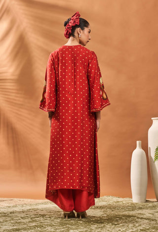 Rust Spade Blossom Kaftan And Pants by House Of Masaba available on Indiaspopup.com