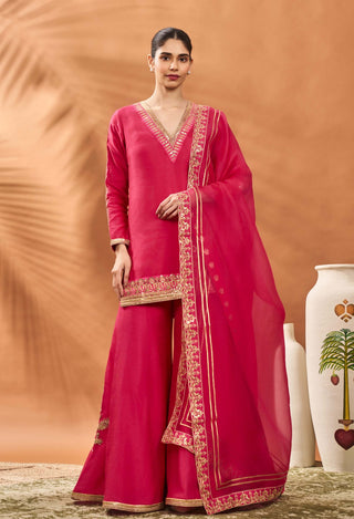 Pink Trikone Sharara Set by House Of Masaba available on Indiaspopup.com