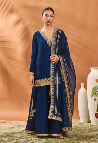 Blue Trikone Sharara Set by House Of Masaba available on Indiaspopup.com