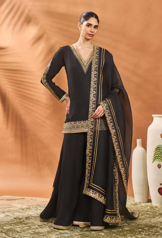Black Trikone Sharara Set by House Of Masaba available on Indiaspopup.com