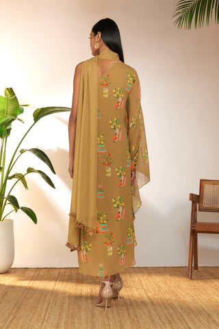 Tan One Shoulder Kaftan by House Of Masaba available on Indiaspopup.com