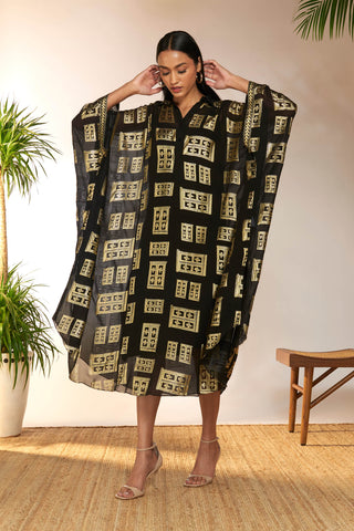 Black Foil Collar Kaftan by House Of Masaba available on Indiaspopup.com