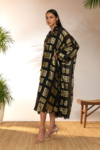 Black Foil Collar Kaftan by House Of Masaba available on Indiaspopup.com