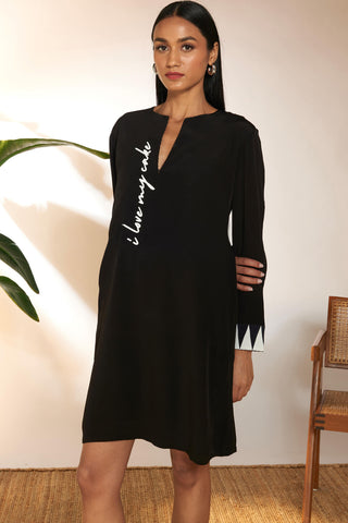 Black Cake Slogan Mini Dress by House Of Masaba available on Indiaspopup.com
