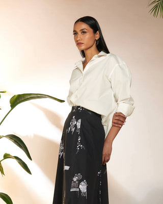 White Relaxed Slogan Shirt by House Of Masaba available on Indiaspopup.com