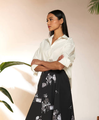 White Relaxed Slogan Shirt by House Of Masaba available on Indiaspopup.com