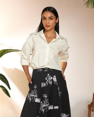 White Relaxed Slogan Shirt by House Of Masaba available on Indiaspopup.com