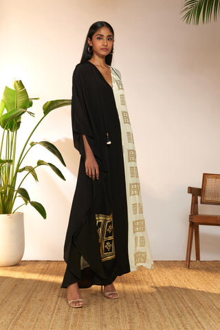 Black White Mid-Length Kaftan And Slip by House Of Masaba available on Indiaspopup.com
