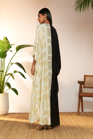 Black White Mid-Length Kaftan And Slip by House Of Masaba available on Indiaspopup.com